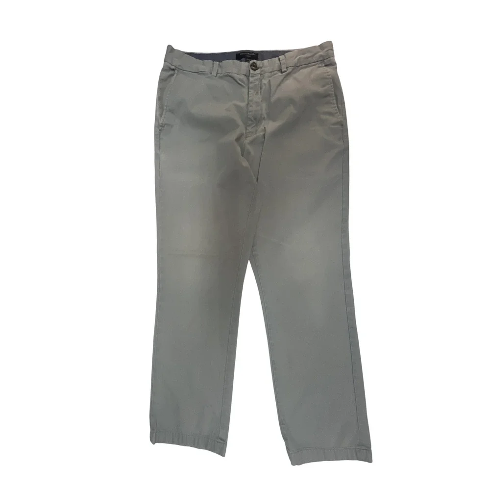 Banana Republic Aiden Slim Fit Chino Pants Mens 35x32 Light Grey Cotton Trousers